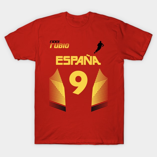 Ricky Rubio Retro Spain Euro National Basketball Fan Art T-Shirt by darklordpug